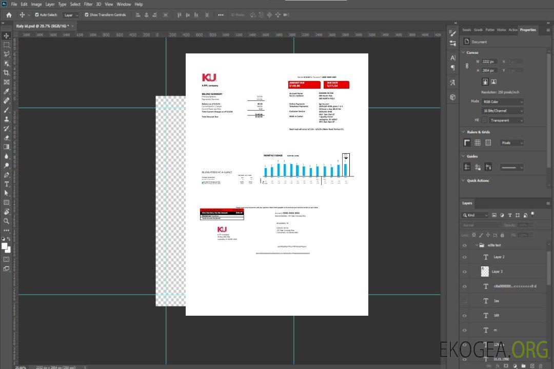 Modèle de facture de services publics d'électricité du Kentucky aux États-Unis au format Word et PDF template
